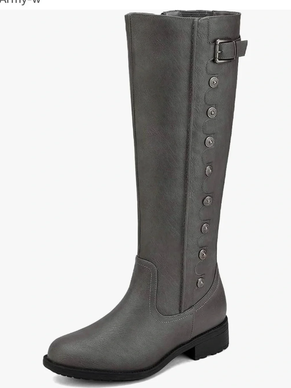 Dream Pairs Grey Knee High Button-Trim Riding Boots
